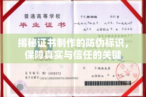 玉树揭秘证书制作的防伪标识，保障真实与信任的关键