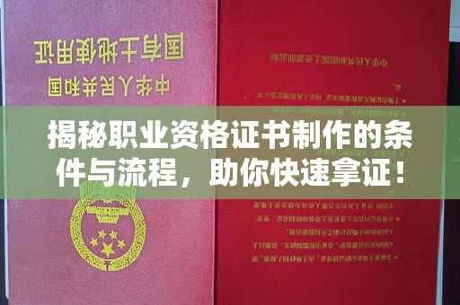 玉树揭秘职业资格证书制作的条件与流程，助你快速拿证！
